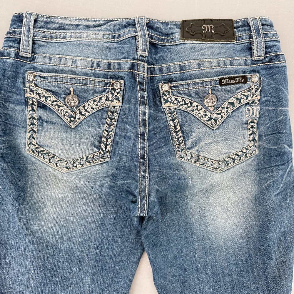 Miss Me Chloe Boot Jeans Womens 29 Medium Wash Sequin Embroidered M3273B MS59 - Picture 5 of 14